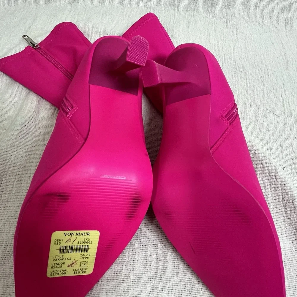 STEVE MADDEN Womens Pink Stretch Pointed Toe Zip-Up Booties 8.5 M Boots Mob Wife
